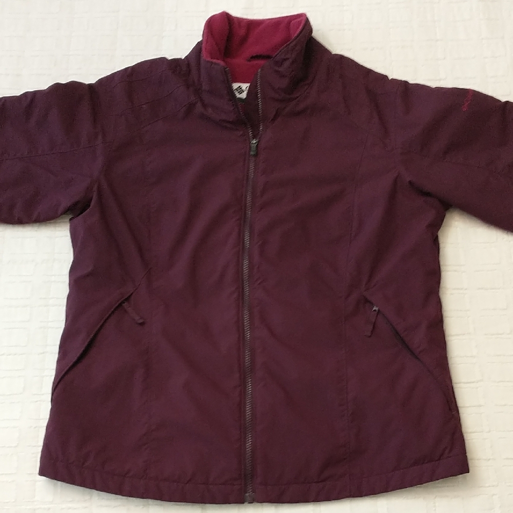 Columbia Fleece Lined Jacket, Purple/Fushia, Women's Size Large, Zipper Pockets